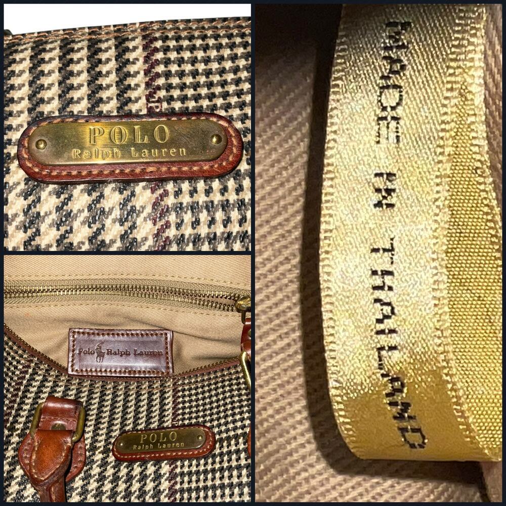 Polo Ralph Lauren Vintage Boston Duffel Top Handle Houndstooth Travel Bag - Picture 10 of 16